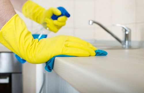 Technician deep cleaning a mattress in a Southkensington apartment